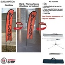 24H Express Ship- 10' Small Feather Flag Kit, Full Color Graphic Double Sided, Outdoor & Indoor base