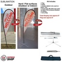 24H Expres Ship- 9' Small Tear Drop Flag Kit, Full Color Graphic Double Sided, Outdoor & Indoor base
