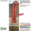 72 Hr Fast Ship - 10' Small Feather Flag Kit, Full Color Graphics One Side, Spike and Bag Included