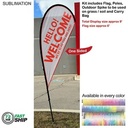 72 Hr Fast Ship - 9' Small Tear Drop Flag Kit, Full Color Graphics One Side, Spike and Bag Included