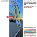 13' Medium Feather Flag Kit, Full Color Graphics One Side, Outdoor Spike base and Bag Included
