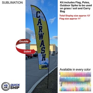 [SU751-10] 48 Hr Quick Ship - 13' Medium Feather Flag Kit, Full Color Graphics Double Sided, Spike and Bag.