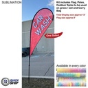 48 Hr Quick Ship - 12' Medium Tear Drop Flag Kit, Full Color Graphics One Side, Spike and Bag.