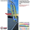 24H Express Ship- 13' Medium Feather Flag Kit, Full Color Graphics One Side, Spike and Bag Included.