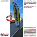 24Hr Express Ship - 13' Medium Feather Flag Kit, Full Color Graphics Double Sided, Spike and Bag.
