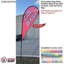 24Hr Express Ship - 12' Medium Tear Drop Flag Kit, Full Color Graphics One Side, Spike and Bag.