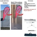 12' Medium Tear Drop Flag Kit, Full Color Graphics One Side, Outdoor Spike base, Indoor Cross Base