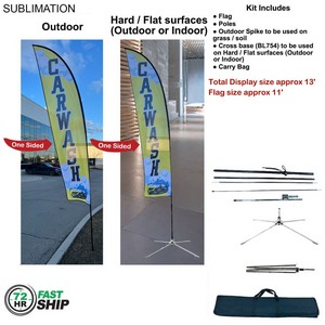 [SU751-25] 72Hr Fast Ship - 13' Medium Feather Flag Kit, Full Color Graphics One Side, Outdoor & Indoor Use