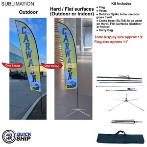 [SU751-29] 48 Hr Quick Ship - 13' Medium Feather Flag Kit, Full Color Graphics One Side, Outdoor & Indoor Base
