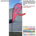 12' Medium Tear Drop Flag Kit, Full Color Graphics One Side, Outdoor Use Spike Base and Bag Included