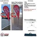 24H Express Ship-12' Medium Tear Drop Flag Kit Full Color Graphic Double Side, Outdoor & Indoor Base