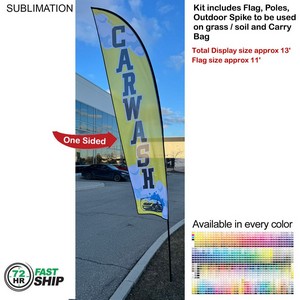 [SU751-5] 72 Hr Fast Ship - 13' Medium Feather Flag Kit, Full Color Graphics One Side, Spike and Bag Included