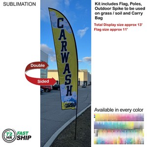 [SU751-6] 72 Hr Fast Ship - 13' Medium Feather Flag Kit, Full Color Graphics Double Sided, Spike and Bag