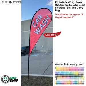 [SU751-7] 72 Hr Fast Ship - 12' Medium Tear Drop Flag Kit, Full Color Graphics One Side, Spike and Bag