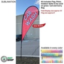 72 Hr Fast Ship - 12' Medium Tear Drop Flag Kit, Full Color Graphics One Side, Spike and Bag