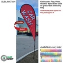 72 Hr Fast Ship - 12' Medium Tear Drop Flag Kit, Full Color Graphics Double Sided, Spike and Bag
