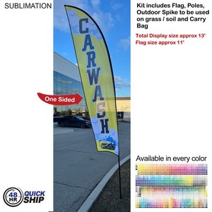[SU751-9] 48Hr Quick Ship - 13' Medium Feather Flag Kit, Full Color Graphics One Side, Spike and Bag Included.