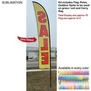 15' Large Feather Flag Kit, Full Color Graphics One Side, Outdoor Spike Base and Bag Included