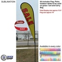 48 Hr Quick Ship - 13.5' Large Tear Drop Flag Kit, Full Color Graphics Double Side, Spike and Bag.