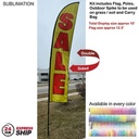 24Hr Express Ship - 15' Large Feather Flag Kit, Full Color Graphics Double Sided, Spike and Bag.