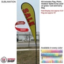 24Hr Express Ship - 13.5' Large Tear Drop Flag Kit, Full Color Graphics Double Side, Spike and Bag.