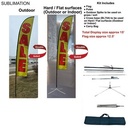 15' Large Feather Flag Kit, Full Color Graphics Double Sided, Outdoor Spike base, Indoor Cross Base