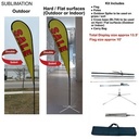 13.5' Large Tear Drop Flag Kit, Full Color Graphics Double Side, Outdoor Spike base, Indoor use