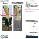 72Hr Fast Ship -13.5' Large Tear Drop Flag Kit, Full Color Graphics One Side, Outdoor & Indoor bases