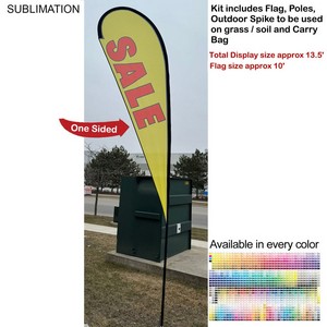[SU752-3] 13.5' Large Tear Drop Flag Kit, Full Color Graphics One Side, Outdoor Spike Base and Bag Included