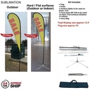 24Hr Express- 13.5' Large Tear Drop Flag Kit, Full Color Graphics One Side, Outdoor & Indoor Bases