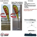 24Hr Express - 13.5' Large Tear Drop Flag Kit, Full Color Graphic Double Side, Outdoor & Indoor use