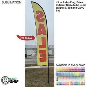 [SU752-5] 72 Hr Fast Ship - 15' Large Feather Flag Kit, Full Color Graphics One Side, Spike and Bag Included