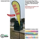 72 Hr Fast Ship - 13.5' Large Tear Drop Flag Kit, Full Color Graphics One Side, Spike and Bag