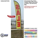 48 Hr Quick Ship - 15' Large Feather Flag Kit, Full Color Graphics One Side, Spike and Bag Included.