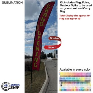 [SU753-10] 48 Hr Quick Ship -19' X-Large Feather Flag Kit, Full Color Graphics Double Sided, Spike and Bag