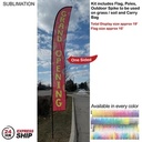 24Hr Express - 19' X-Large Feather Flag Kit, Full Color Graphics One Side, Spike and Bag Included