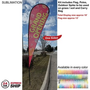 [SU753-15] 24Hr Express Ship -16' X-Large Tear Drop Flag Kit, Full Color Graphics One Side, Spike and Bag