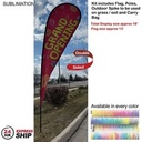 24Hr Express Ship -16' X-Large Tear Drop Flag Kit, Full Color Graphics Double Side, Spike and Bag