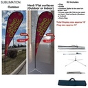 16' X-Large Tear Drop Flag Kit, Full Color Graphics Double Side, Outdoor Spike base, Indoor use