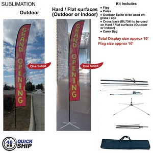 [SU753-29] 48Hr Quick Ship - 19' XL Feather Flag Kit, Full Color Graphics One Side, Outdoor & Indoor Use