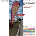 16' X-Large Tear Drop Flag Kit, Full Color Graphics One Side, Outdoor Spike base and Bag Included