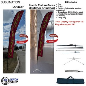 [SU753-30] 48Hr Quick Ship - 19' XL Feather Flag Kit, Full Color Graphics Double Sided, Outdoor & Indoor Use