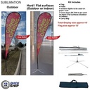 48Hr Quick Ship -16' XL Tear Drop Flag Kit, Full Color Graphics One Side, Outdoor & Indoor Use