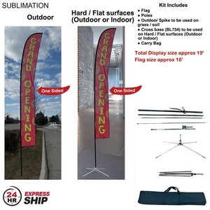 [SU753-33] 24Hr Express Ship - 19' XL Feather Flag Kit, Full Color Graphics One Side, Outdoor & Indoor Use