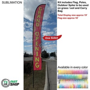 [SU753-5] 72 Hr Fast Ship - 19' X-Large Feather Flag Kit, Full Color Graphics One Side, Spike and Bag Included
