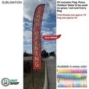 72 Hr Fast Ship - 19' X-Large Feather Flag Kit, Full Color Graphics One Side, Spike and Bag Included