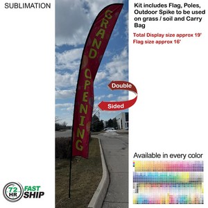 [SU753-6] 72 Hr Fast Ship -19' X-Large Feather Flag Kit, Full Color Graphics Double Sided, Spike and Bag