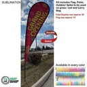 72 Hr Fast Ship -16' X-Large Tear Drop Flag Kit, Full Color Graphics Double Side, Spike and Bag