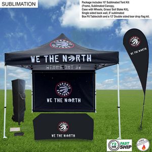 [SU758-15] 72Hr Fast Ship - Deluxe Tent Flag Package, 10' Tent kit, Backwall, Tablecloth, Double sided Flag Kit