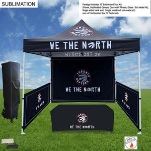 [SU758-7] Supreme Event Package, 10' Sublimated Tent, Backwall, 2 Half Sidewalls, and 6' Box Fit Tablecloth